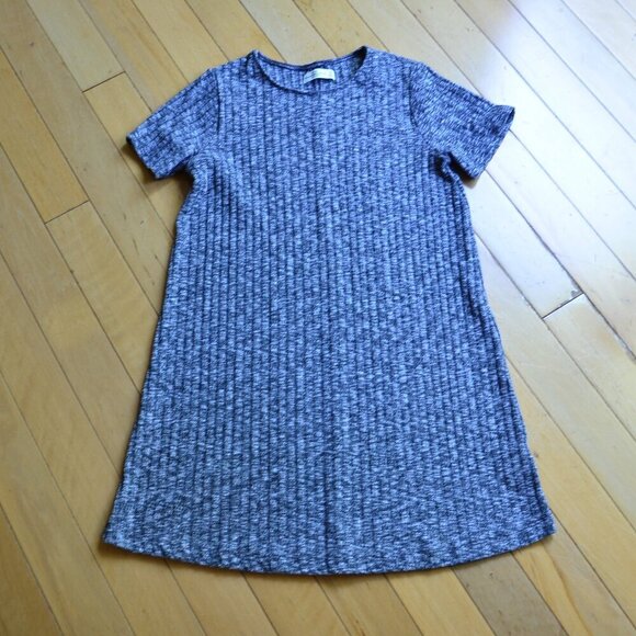 Abercrombie & Fitch Ribbed Short Sleeve Knit Dress Dark Gray & White Size M - Picture 2 of 9